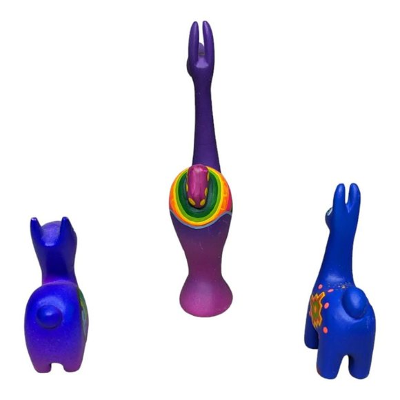 Colorful Bolivia Hand Painted Lightweight Wood Primitive Animals Group of 3 - Picture 10 of 12